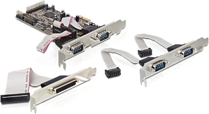 Delock PCI Express Karte 4 x Seriell, 1x Parallel