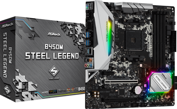 Actual product image AsRock B450M Steel Legend (AM4, AMD B450, mATX)