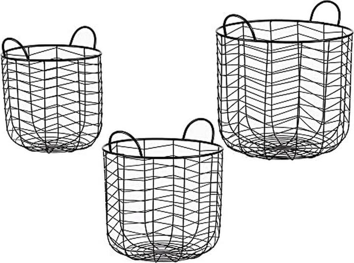 Immagine prodotto Giftdecor set 3 cestini tondi in metallo colore nero (3 x)
