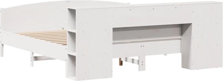 Produktbild vidaXL Massivholzbett Holzbett Bett mit Regal ohne Matratze Weiss 180x200cm (180 x 200 cm)