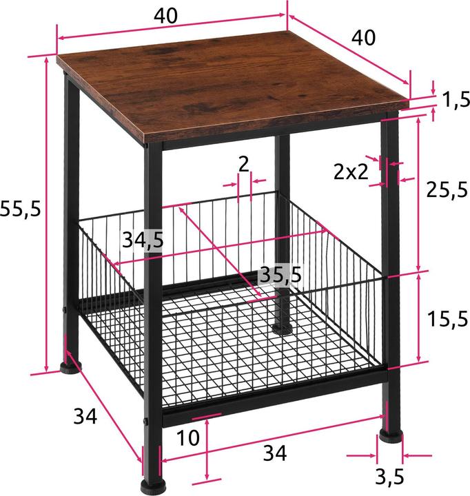 Produktbild tectake Grimsby (40 x 40 x 55.50 cm)