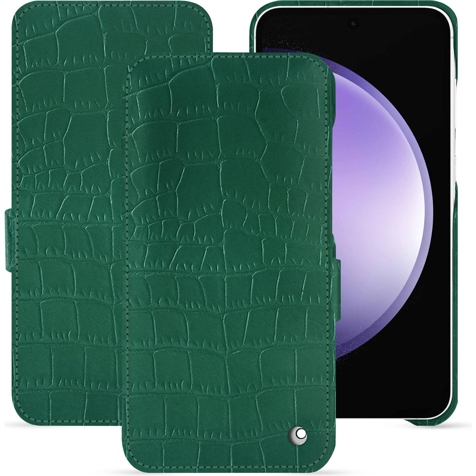 Noreve Lederschutzhülle horizontal (Samsung Galaxy S23 FE), Smartphone Hülle, Grün