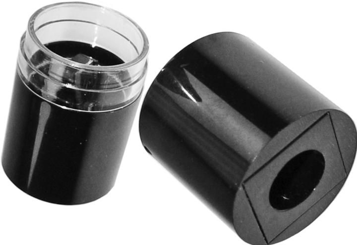 Actual product image Cosmetic pencil double sharpener, black/clear Ø 2.8 cm height 6 cm