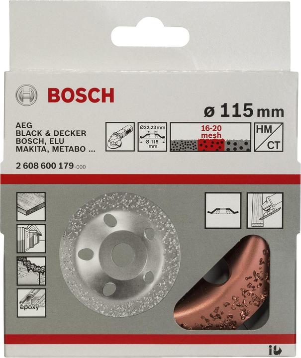 Produktbild Bosch Professional Zubehör Carbide-Schleifköpfe, 115 mm, Feinheitsgrad mittel, Scheibenform schräg (Mittel)