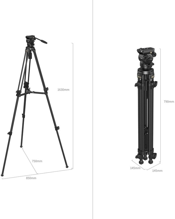 Produktbild SmallRig Lightweight Video Carbon Fiber Tripod Kit AD-50 4685 (Carbon)