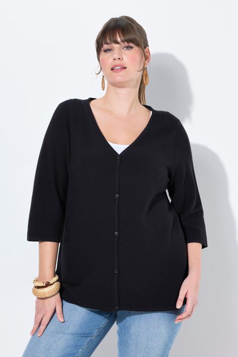 Produktbild Ulla Popken Strickjacke, V-Ausschnitt, 3/4-Arm (60)