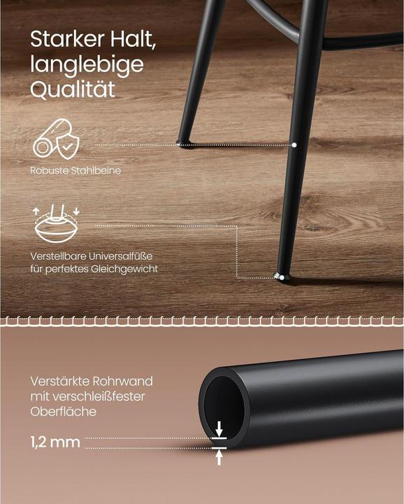 Image du produit Vasagle Barhocker 2 Stück 56 x 101.3 cm, Schwarz/Braun
