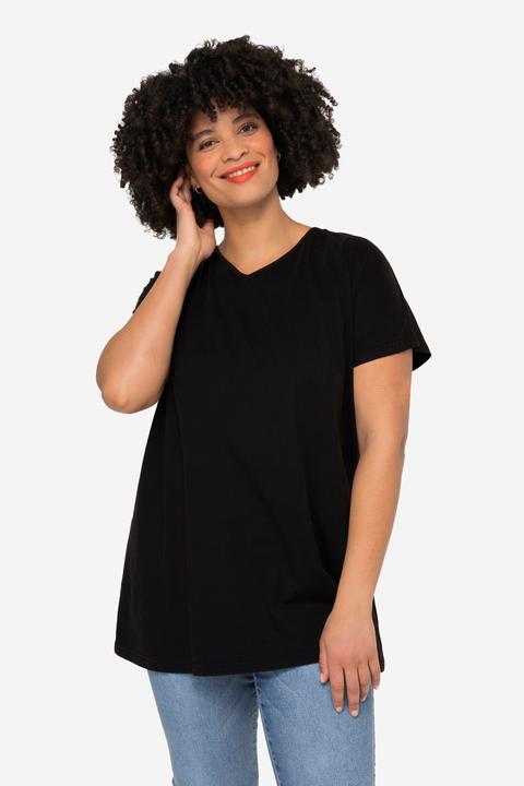 Actual product image Angel of Style Oversized Half-Sleeve V-Neck T-Shirt with Decorative Tie-Up Back (52)