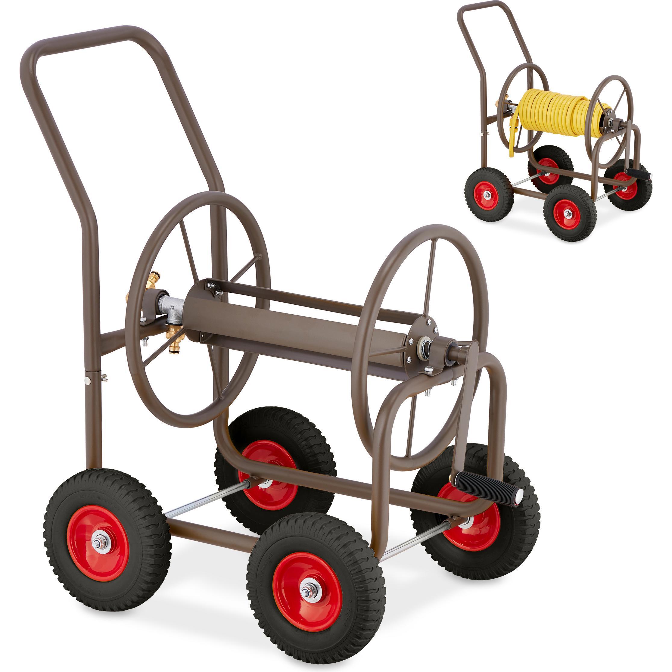 Relaxdays, Deposito per tubi da giardino, Carrello portagomma