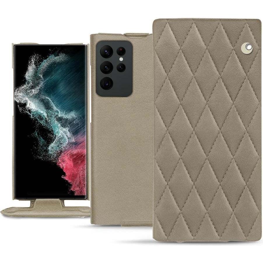 Noreve Lederschutzhülle vertikal (Samsung Galaxy S22 Ultra), Smartphone Hülle, Beige
