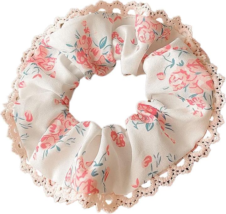 Immagine prodotto Avizar Scrunchie Blumenmuster mit Spitze Tiffany (Elastico per capelli)
