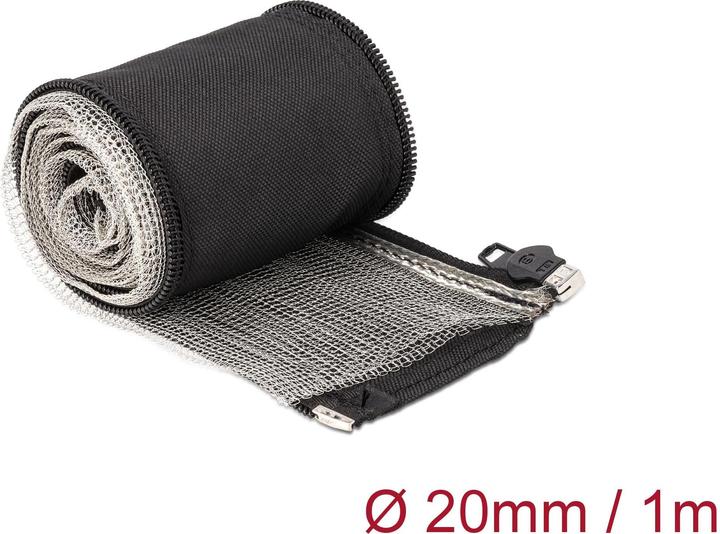 Image du produit Delock Gaine tressée CEM avec fermeture éclair résistante à la chaleur 1 m x 20 mm noir (Gaines pour câbles, 100 cm)