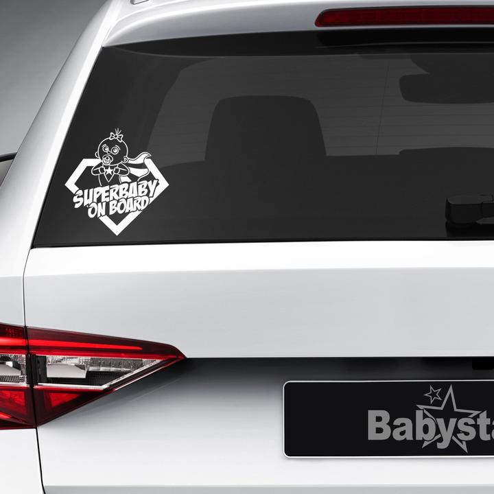BeFox Baby Bumper Sticker Superbaby on Board - Girl White