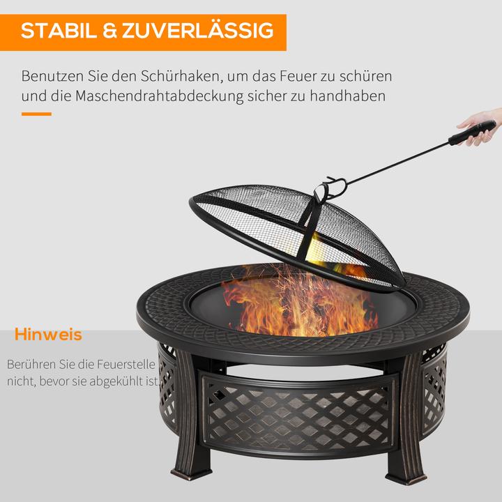 Produktbild Outsunny Feuerschale mit Schürhaken (81 cm)
