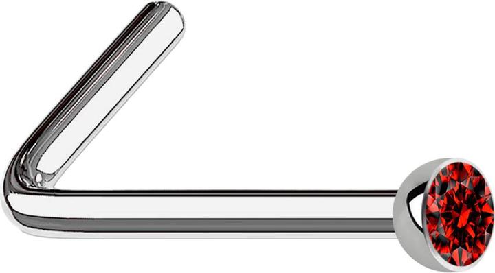 Produktbild Star Piercing Nasenstecker gewinkelt silber mit Kristall rot (Titan, ohne Messing)