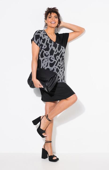 Immagine prodotto Ulla Popken Abito di jersey con mantella di chiffon, scollo a V e mezze maniche (58)