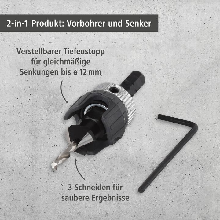 Produktbild wolfcraft 1 Vorbohrer m Senker+Tiefenst. ø3,2x12mm (12 mm, 3.2 mm)