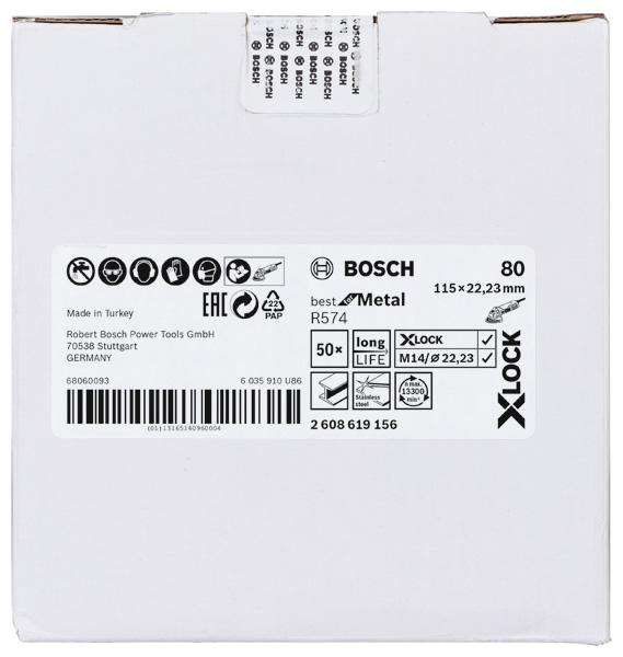 Image du produit Bosch Professional Zubehör PRO R574 Disque fibre X-Lock, 115 mm, G80 (80)