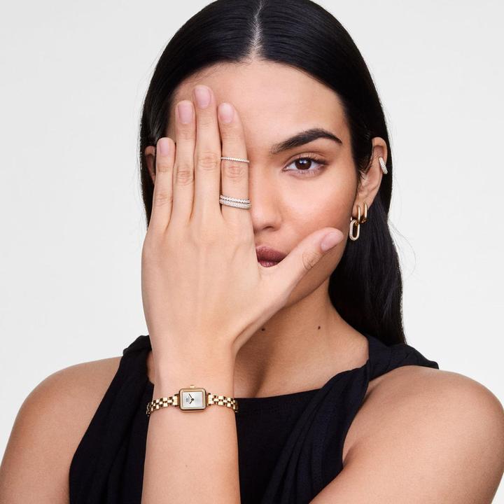 Actual product image Daniel Wellington - Quadro Mini 15.4x18.2 Arch 3-Link White Sunray Gold DW00100850 (Analogue wristwatch)