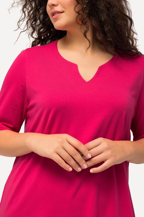 Immagine prodotto Ulla Popken T-shirt dal taglio svasato con scollo a tunica e mezze maniche (42, 44)