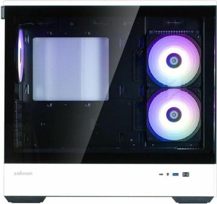 Actual product image Zalman GHE P30 micro-ATX case Tempered Glass Panoramic View - Black/White (mATX, Mini-ITX)