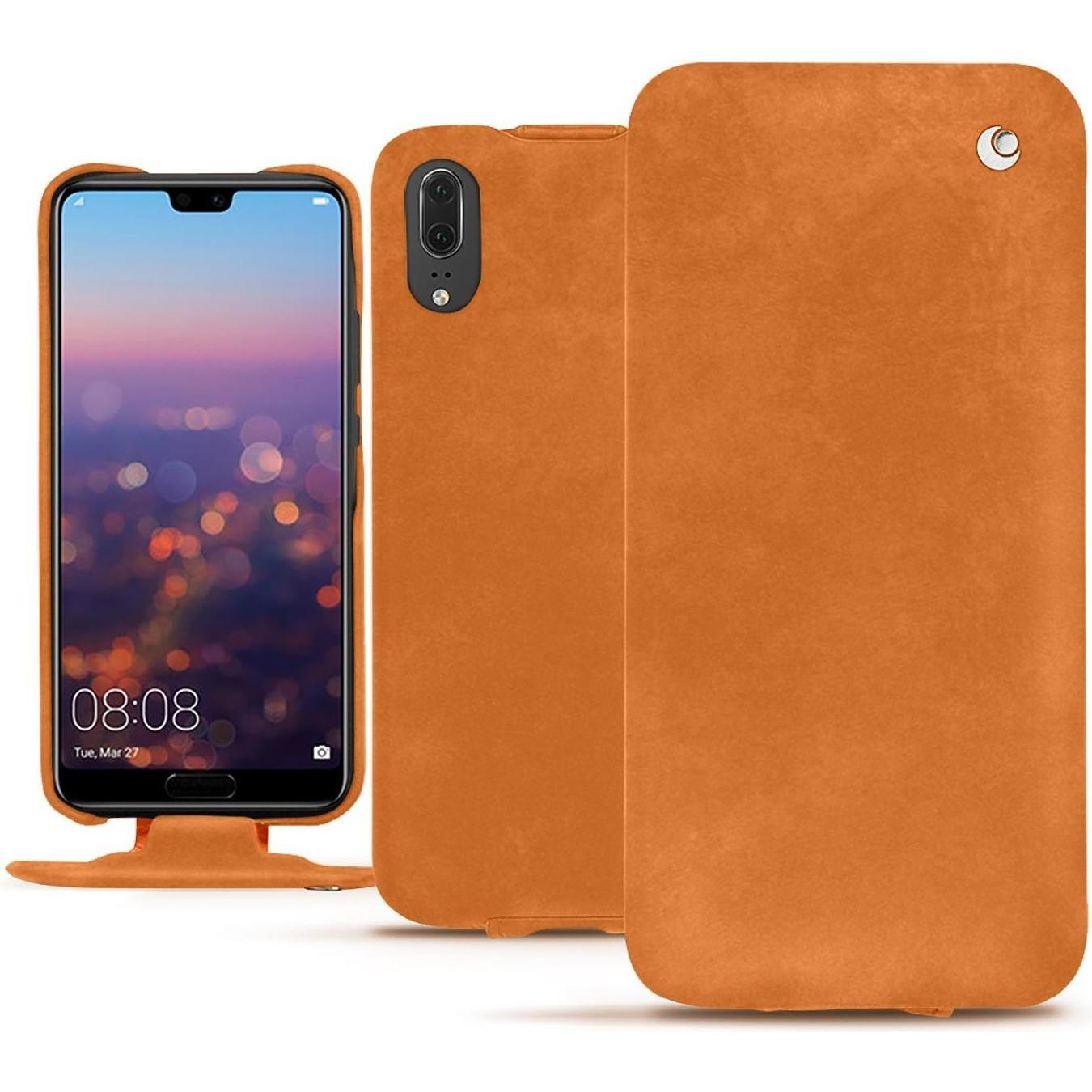 Noreve Lederschutzhülle vertikal (Huawei P20), Smartphone Hülle, Orange