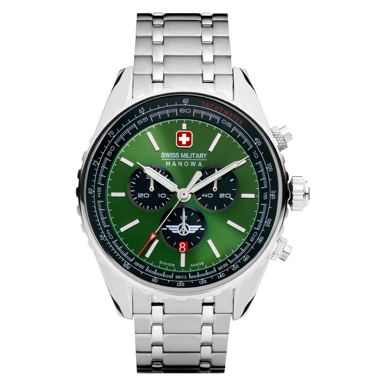 Swiss Military Hanowa, Armbanduhr, Afterburn Chrono, Silber, (Chronograph, Swiss Made, 44 mm)