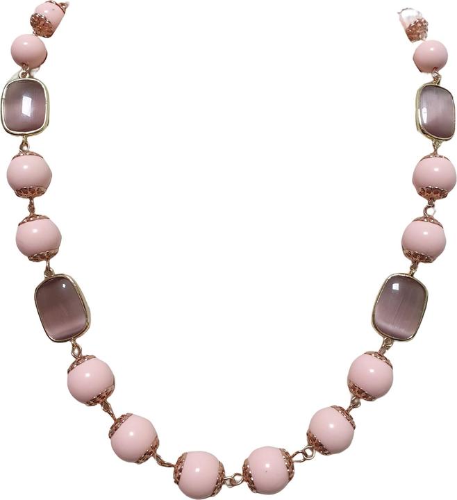 L'Officiel Collana perla rosa + cristalli vinaccia