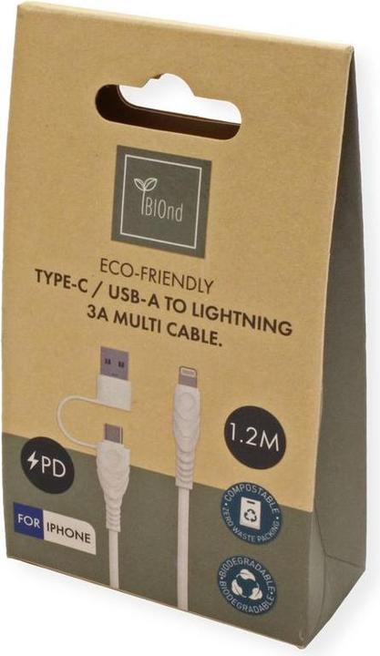 Produktbild BIOnd USB-C to Lightning&USB-A 3A 1.2M (1.20 m, USB 2.0)