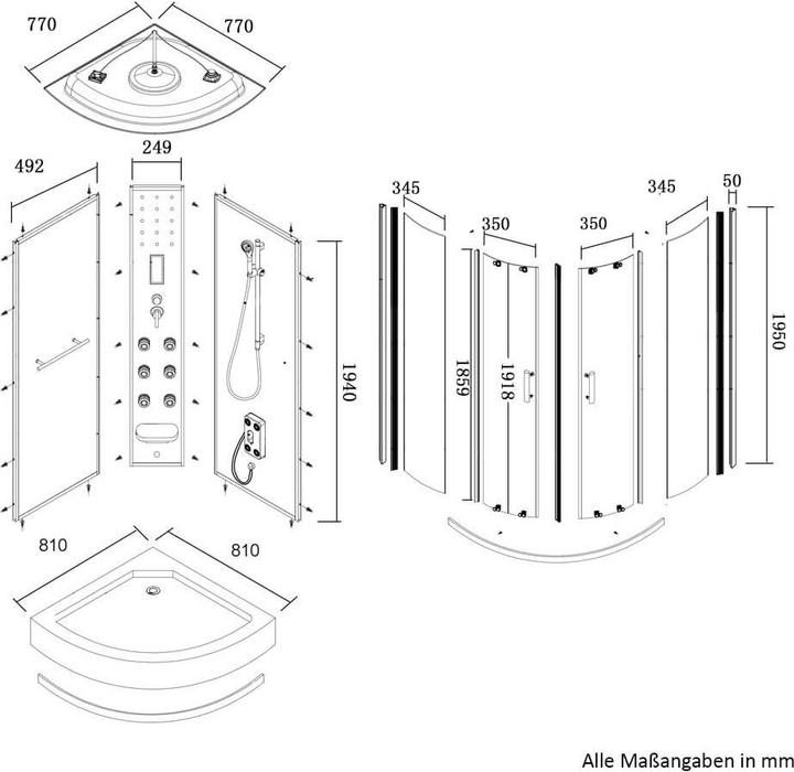 Actual product image Home Deluxe Steam shower with waterfall MANTA steam sauna, 90x90x220cm