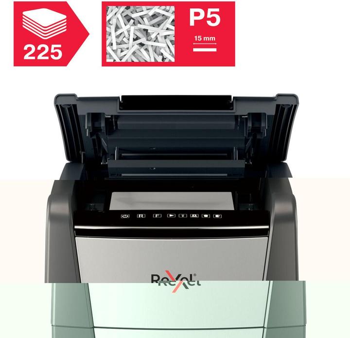 Actual product image Rexel Shredder Optimum AutoFeed+ 225M Micro cut 2 x 15 mm 60 l Number of sheets (max.): 225 Safe (Microcut)