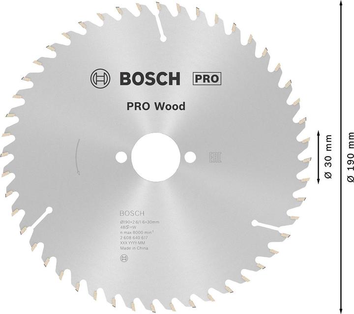 Produktbild Bosch Professional Zubehör PRO Wood Kreissägeblatt, 190 x 2.6 x 30 mm