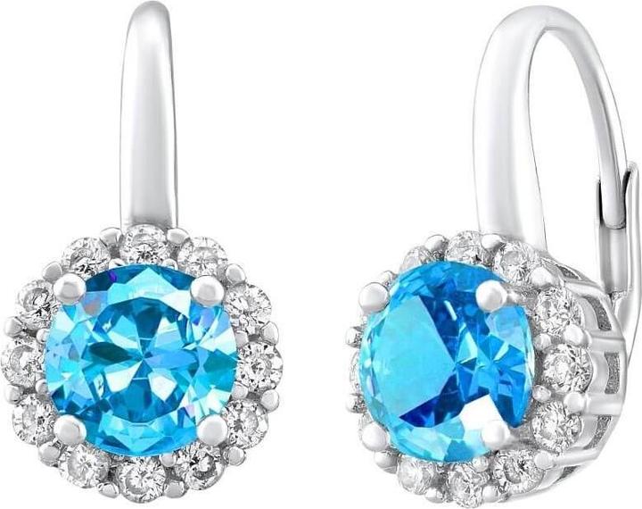 Image du produit Silvego Boucles d'oreilles pour dames en argent 925 avec cristal bleu clair (Argent sterling 925)