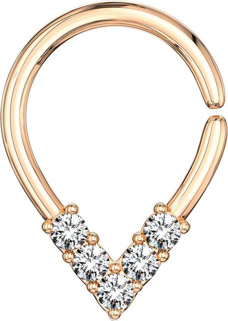 Immagine prodotto Star Piercing Anello Micro Piercing a punta in oro rosa con cristalli (Ottone)