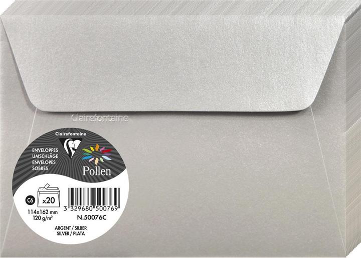 Immagine prodotto Clairefontaine Polline di busta C6, argento (162 x 114 mm, 20 x)