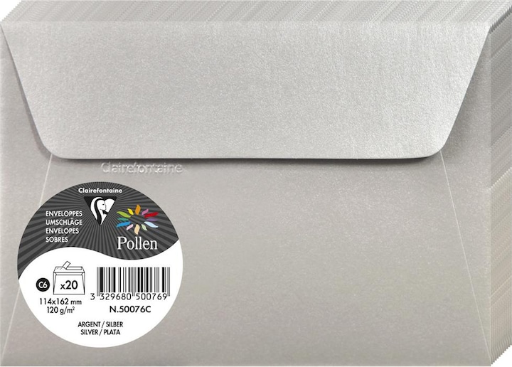 Produktbild Clairefontaine Pollen by Briefumschlag C6, silber (162 x 114 mm, 20 x)
