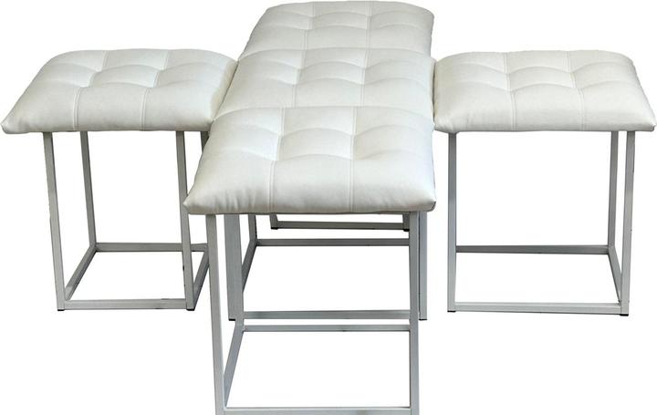 Produktbild Go Gift Puff-Transformator 5in1 - 5 Hocker in 1 Pouffe weiss Öko-Leder