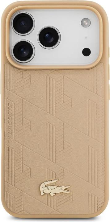 Actual product image Lacoste iPhone 17 Pro Back-Cover hul - MagSafe - Monogramme Print With Gold Logo - Beige (Apple iPhone 17 Pro)