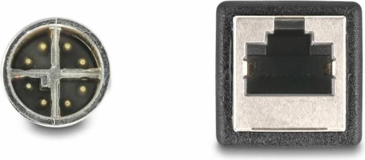 Actual product image Delock M12 adapter cable X-coded 8 pin plug to RJ45 socket 50 cm (S/FTP, CAT6a, 0.50 m)