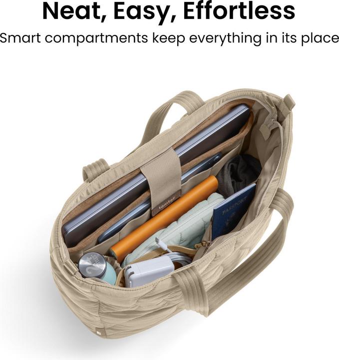 Actual product image tomtoc Terra-T38 Puffy Laptop Tote Bag, 13.5L, beige (16")