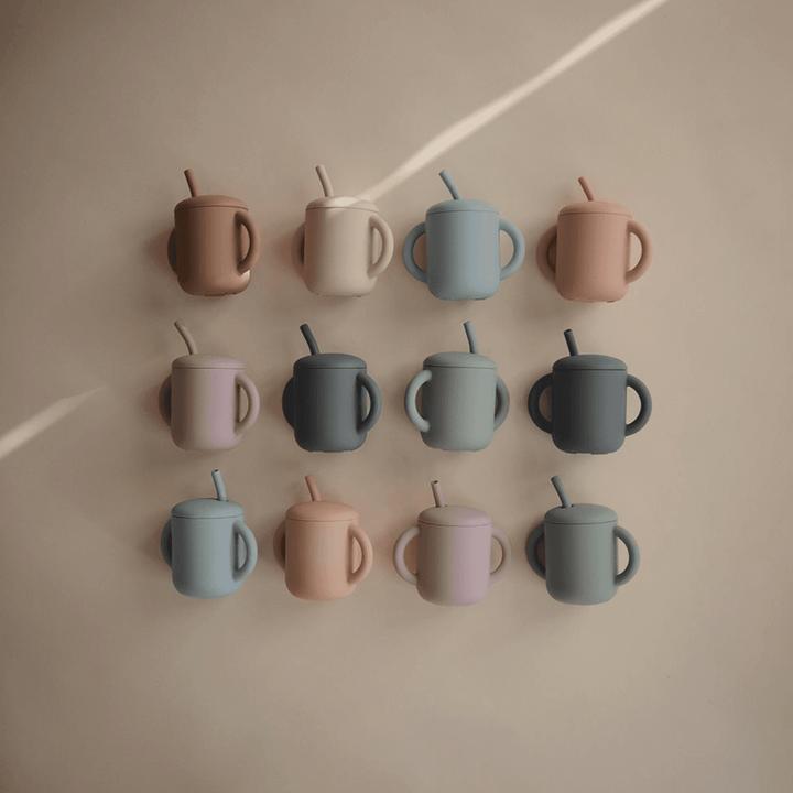 Actual product image Mushie Drinking Mug with Straw Cambridge Blue