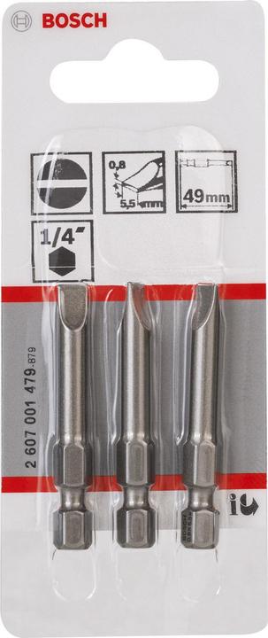 Produktbild Bosch Professional Zubehör Schrauberbit Extra-Hart S 0,8 x 5,5, 49 mm, 3er-Pack (Schraubschlitz)