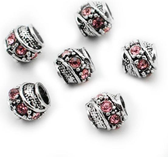 Produktbild Hermex Strass Bead versilbert 925 - Silbrig Rosa (Silber 925)