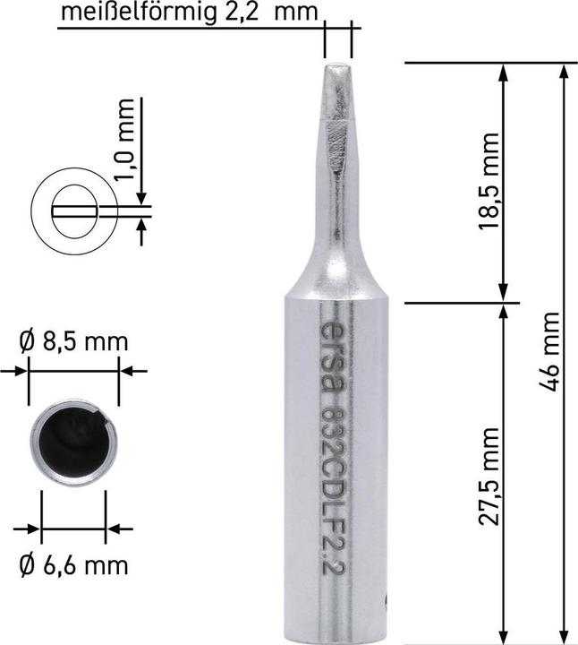 Produktbild Kurtz Ersa Soldering tip ERSADUR lead free 2.2mm (Lötspitze)
