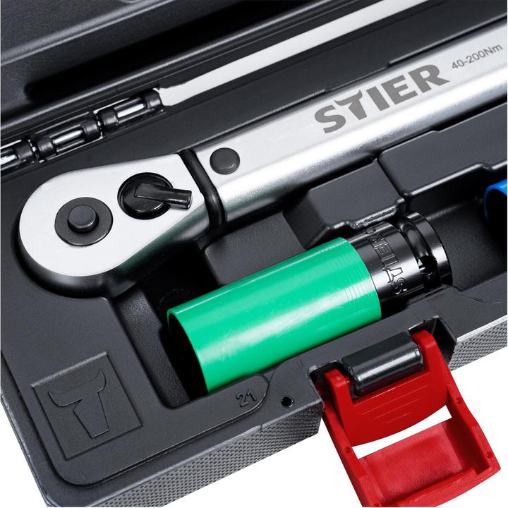 Immagine prodotto Stier Set di montaggio ruote da 1/2 pollice 40 - 200 Nm, 5 pezzi (1/2", 40 Nm, 200 Nm)
