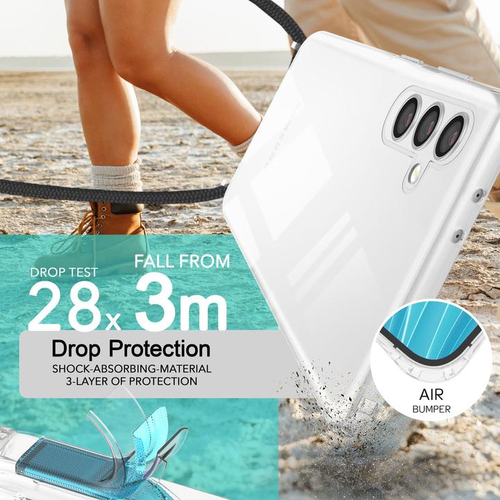 Actual product image Nalia Clear hybrid case with chain to hang around the neck