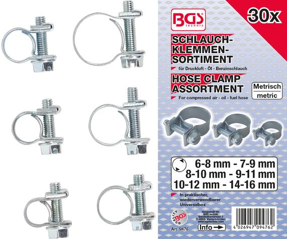 Actual product image BGS Hose Clamp Assortment Ø 6 - 16 mm 30 pcs. (Hose clamp, 6 mm)