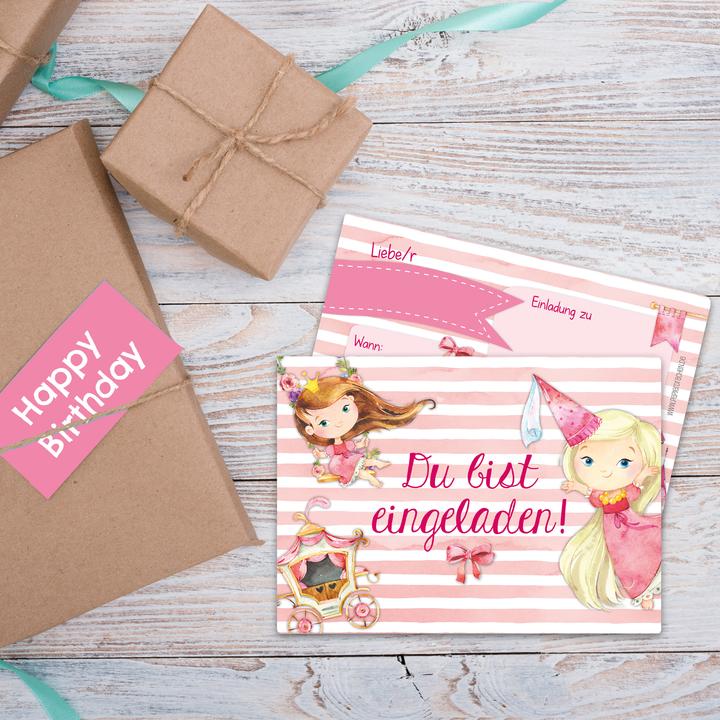 Produktbild Papierdrachen 12 Einladungskarten zum Geburtstag – Prinzessin (12 Stk.)