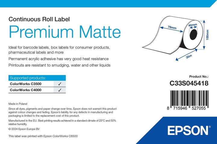 Produktbild Epson Premium Matte Label (76 mm)