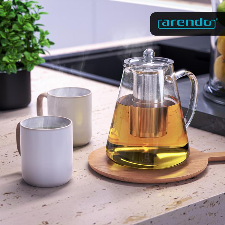 Produktbild Arendo Teekanne 1,2 L, Teebereiter Borosilikatglas, Teefilter Teesieb für losen Tee, Edelstahl Siebeinsatz (1.20 l)
